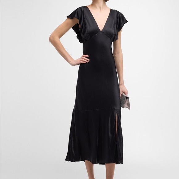 Rails Dina Flutter-Sleeve Satin Midi Dress - Picture 5 of 8
